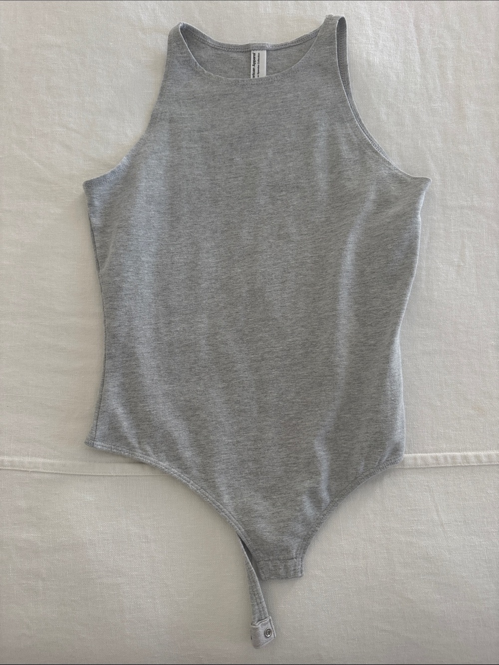 American Apparel Grey Ribbed High-Neck Tank Bodysuit